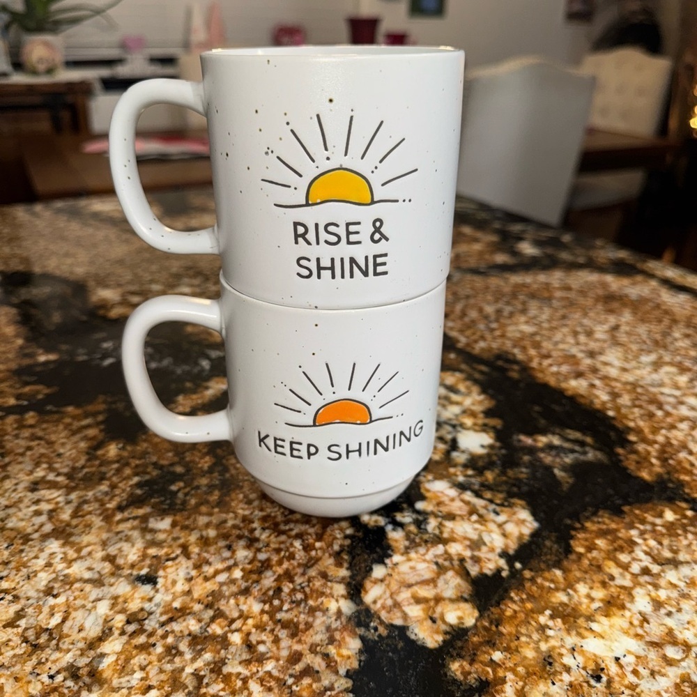 COPY - White and Orange Ceramic Mugs Set for Dining